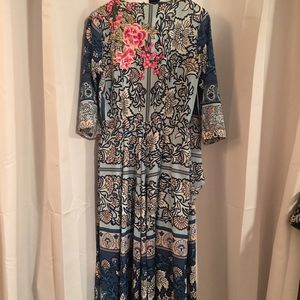 Nordstrom wrap dress with aplique, size M/L